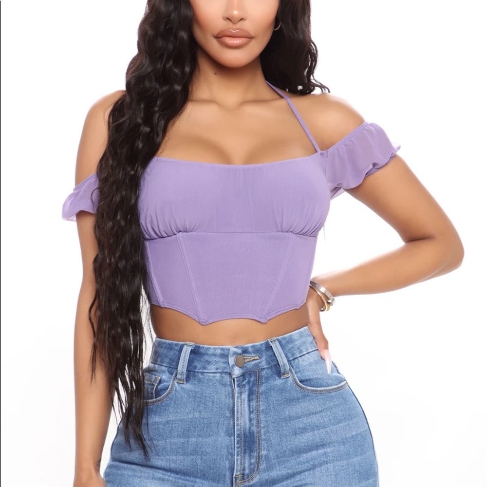 Fashion Nova Purple Corset Crop Top